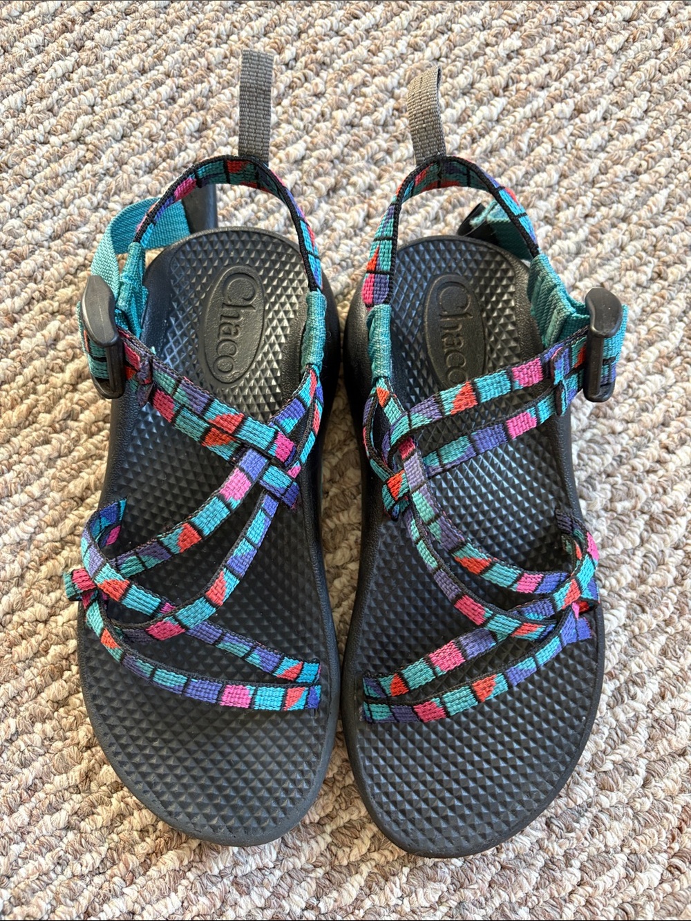 Chaco Kids ZX1 Ecotread Break Teal Multicolor Strappy Sandals Size 2
